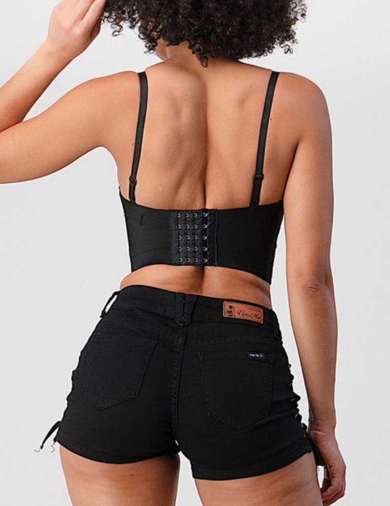 Multi Colored Stone Crop Bustier Top - Pink Mix