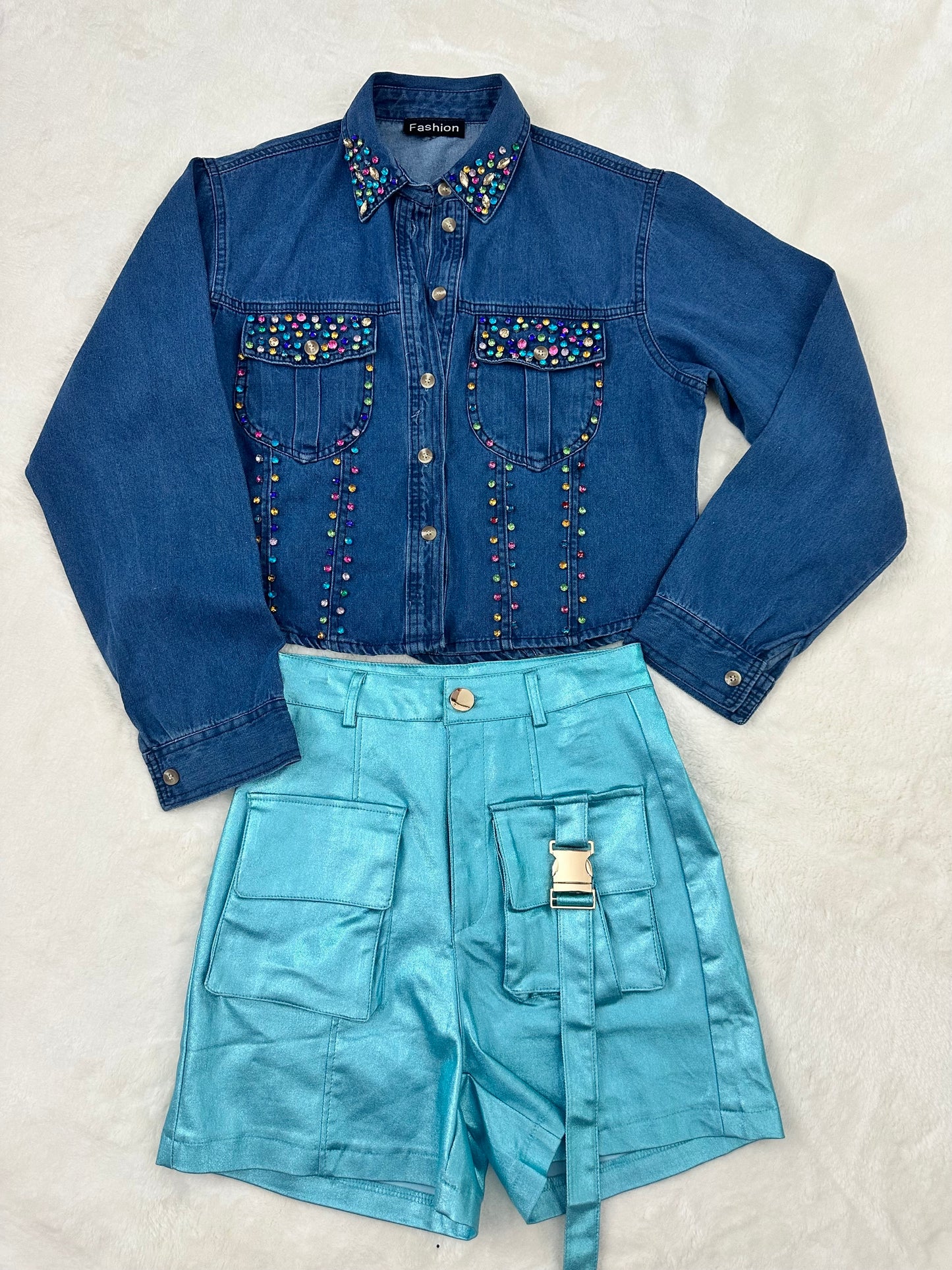 Metallic Blue Short
