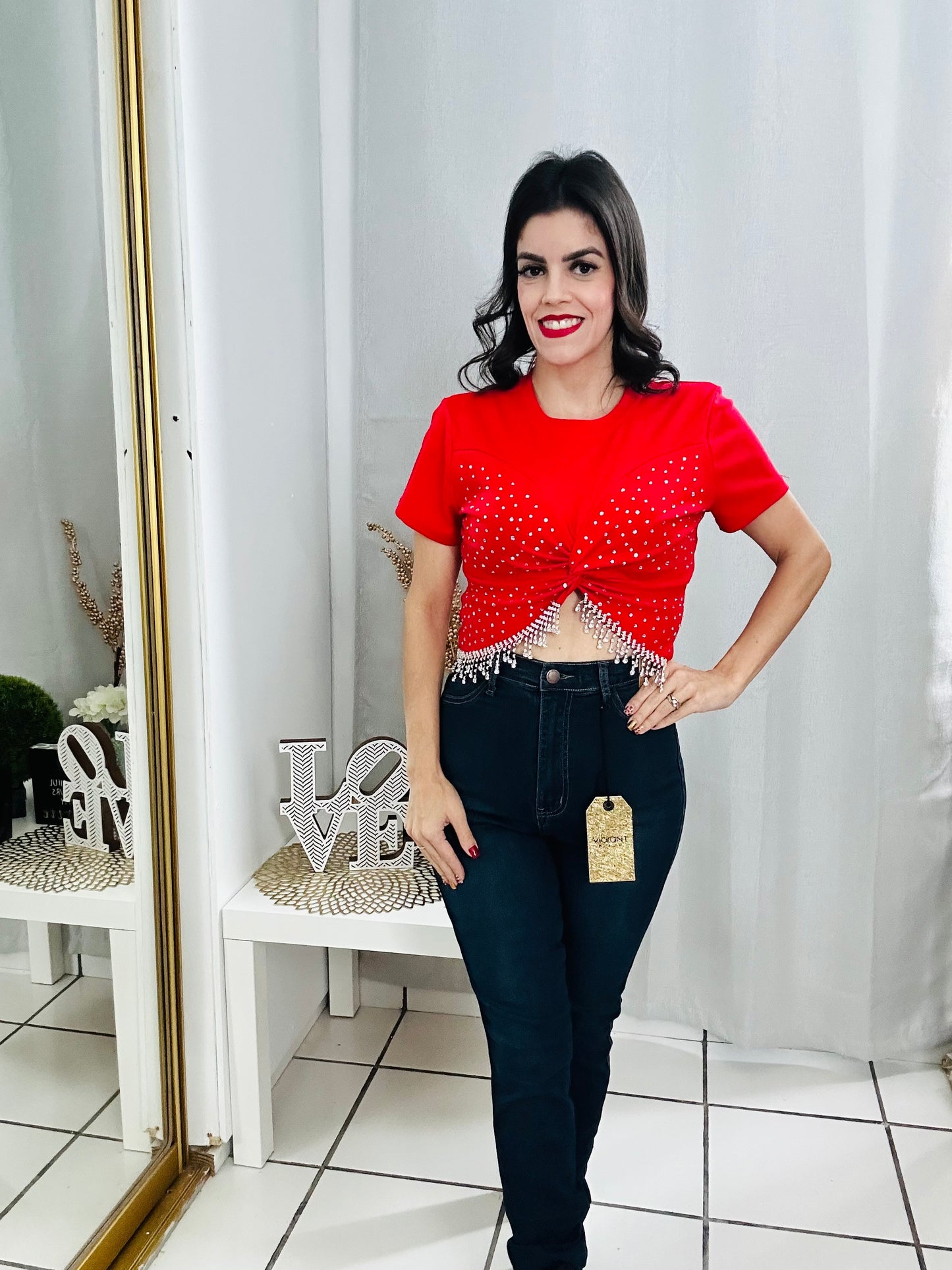 Rhinestone Red Top