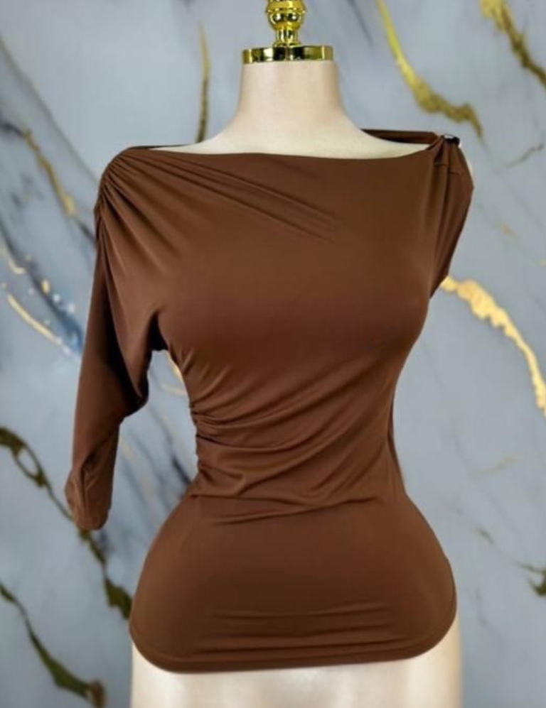 One Shoulder Top - Chocolate