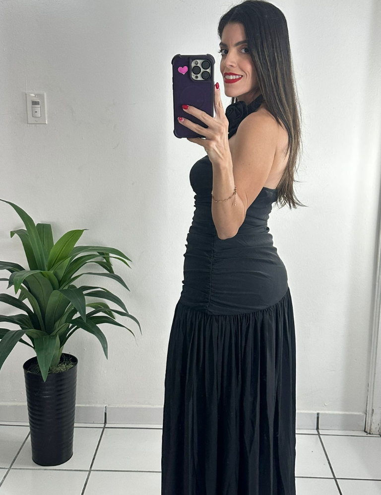Black halter long dress