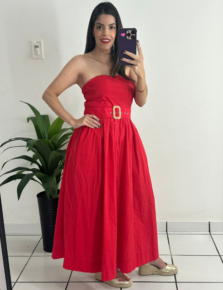 Off shoulder Lady in Red Dress