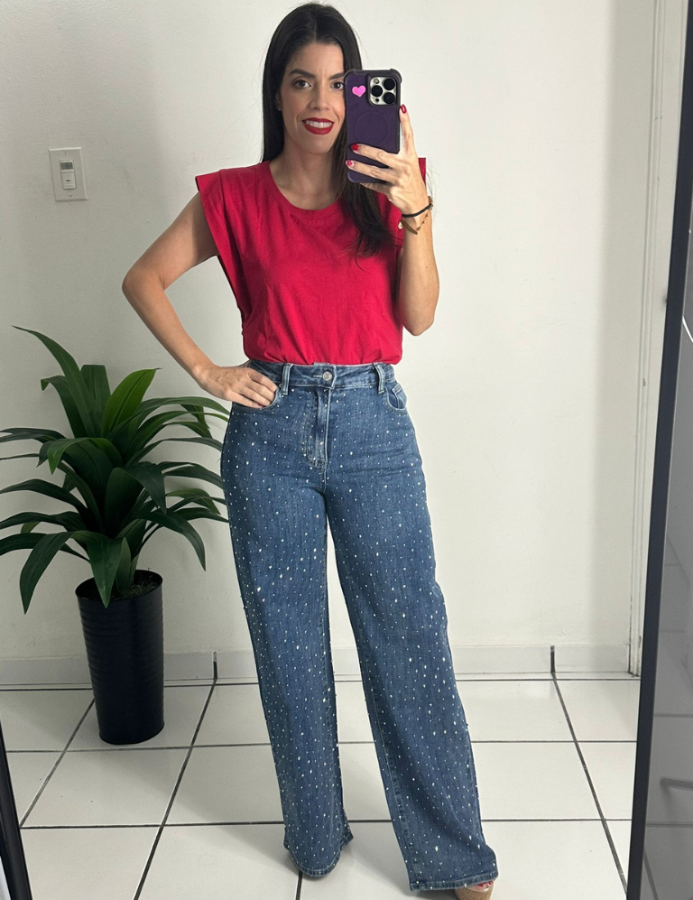 Full Rhinestones Denim Jean