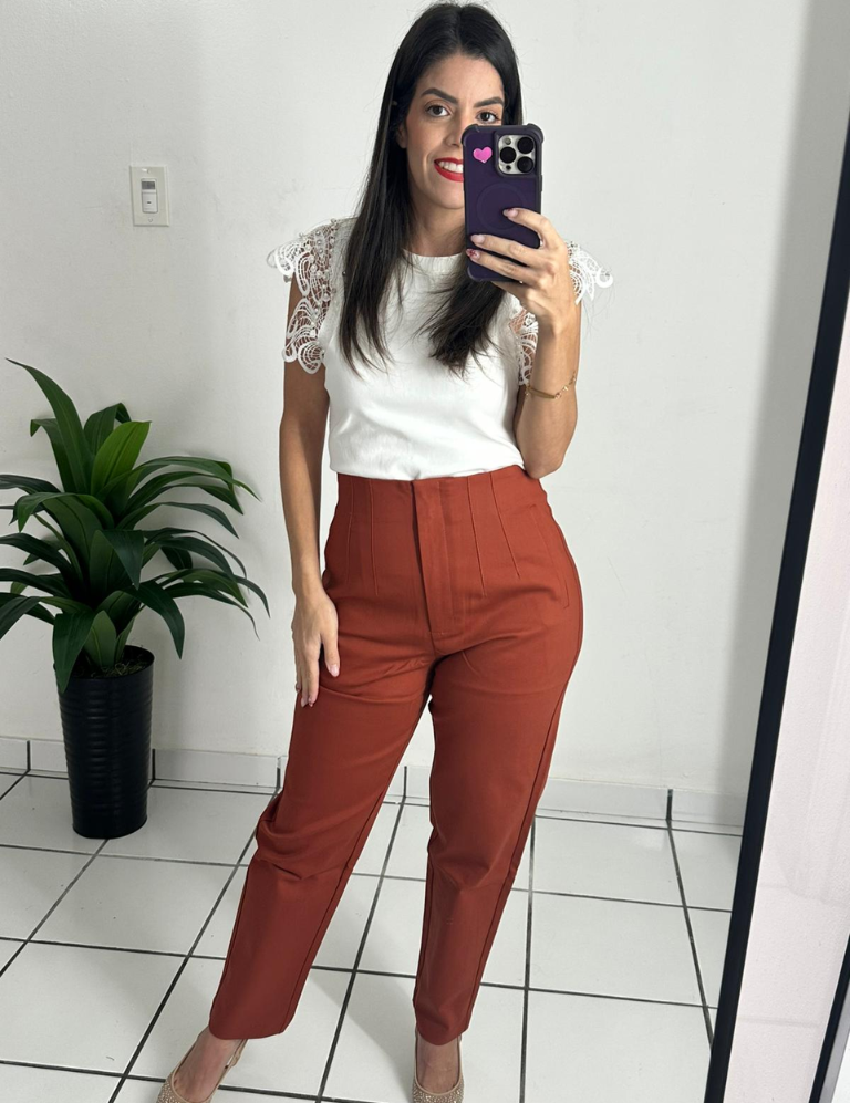 Zara Style High waist Pant rush bronze (brick)