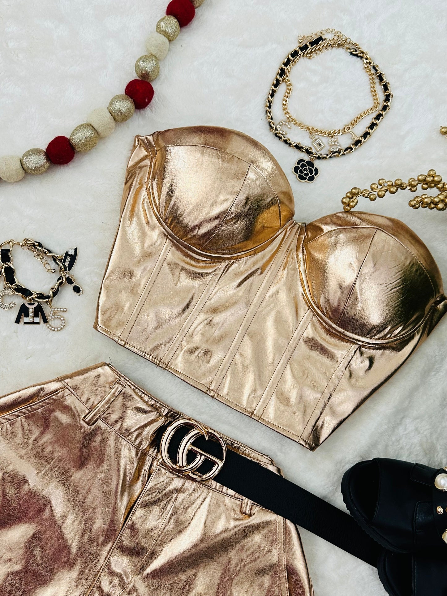 Metallic Rosegold Bustier