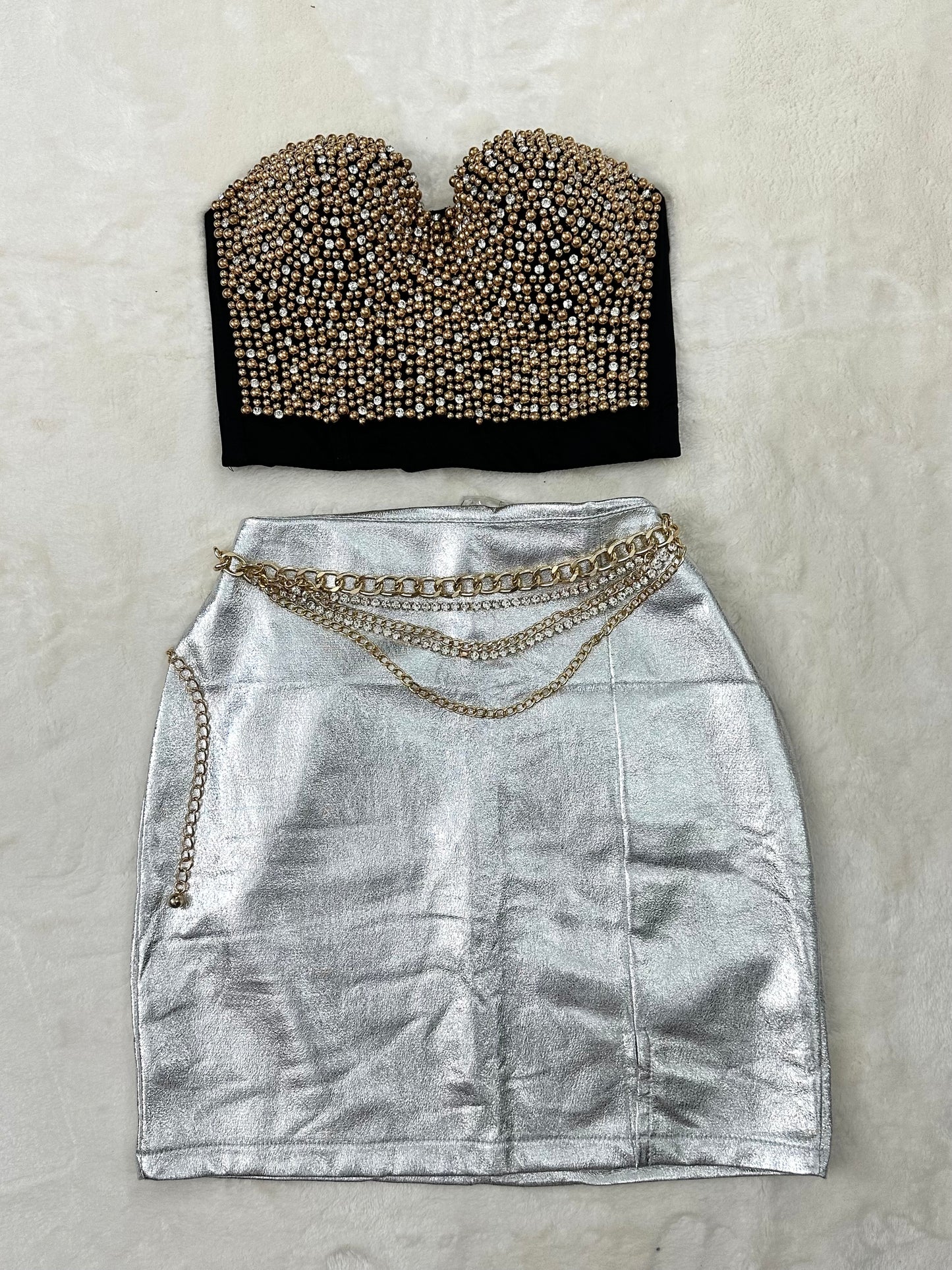 Metallic Silver Skirt
