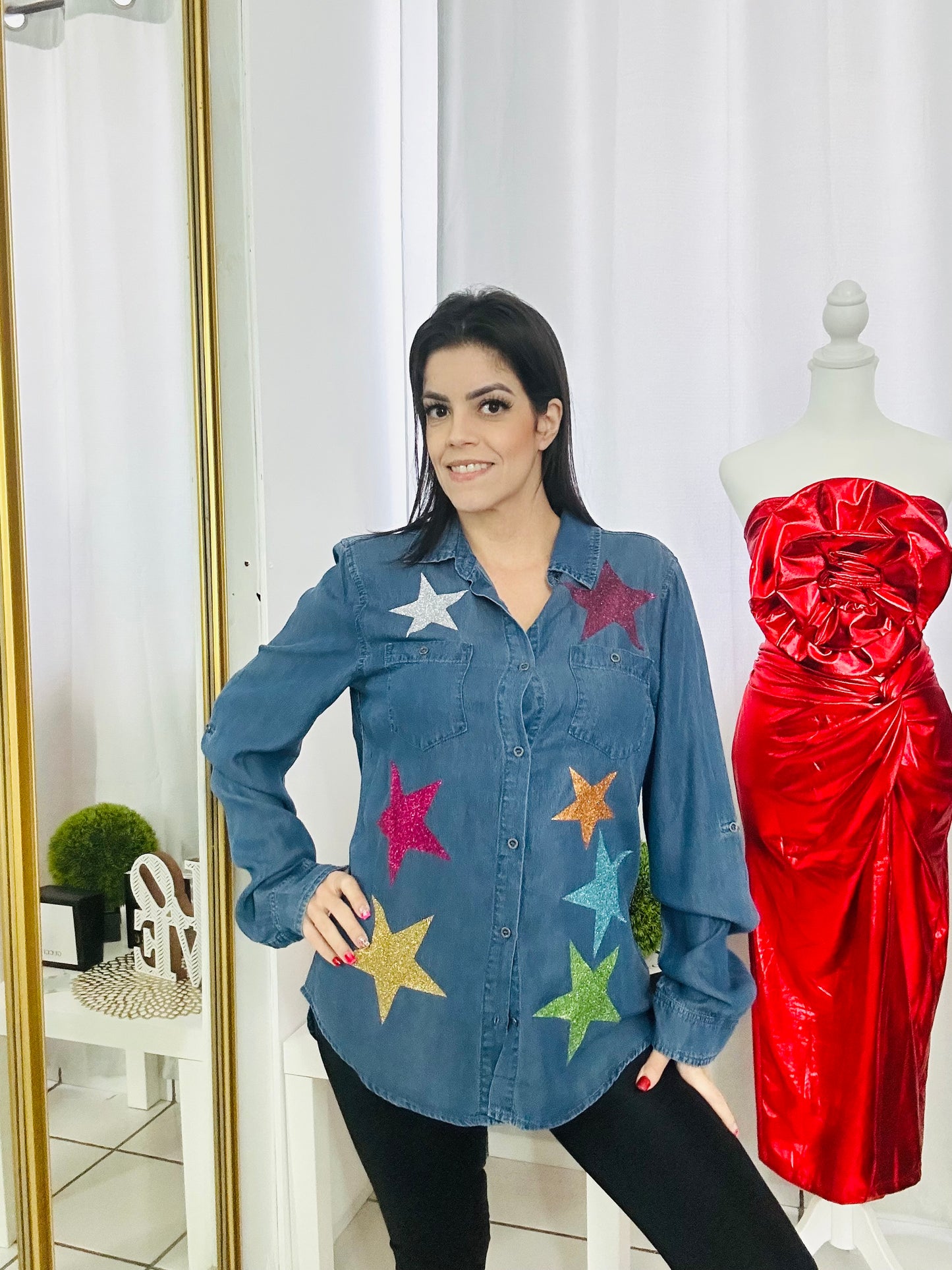 Denim Stars Top