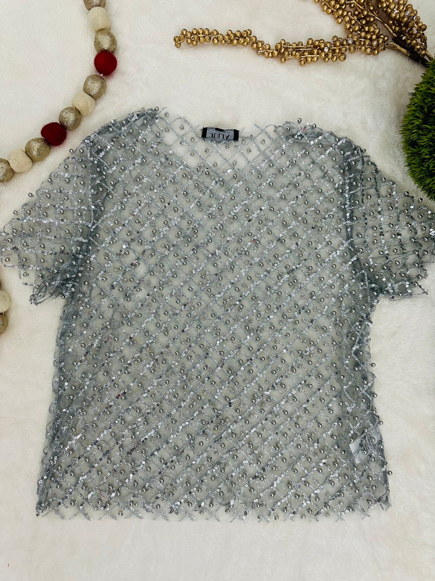 Silver Mesh Top