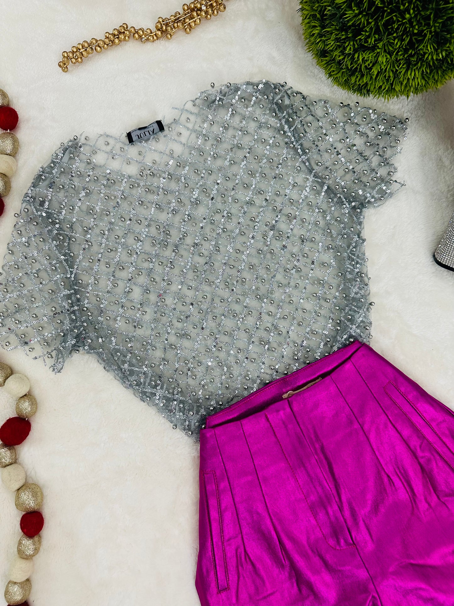 Silver Mesh Top