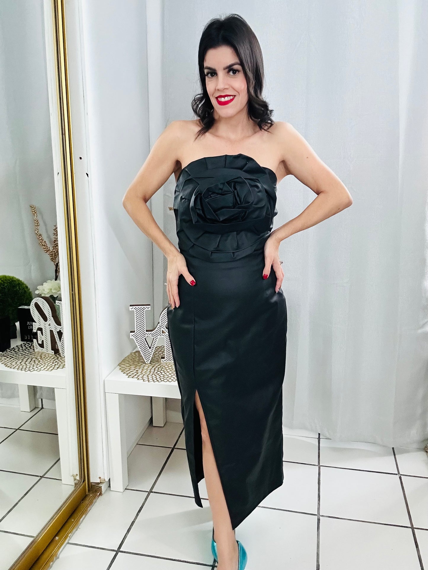 Flower Black Dress