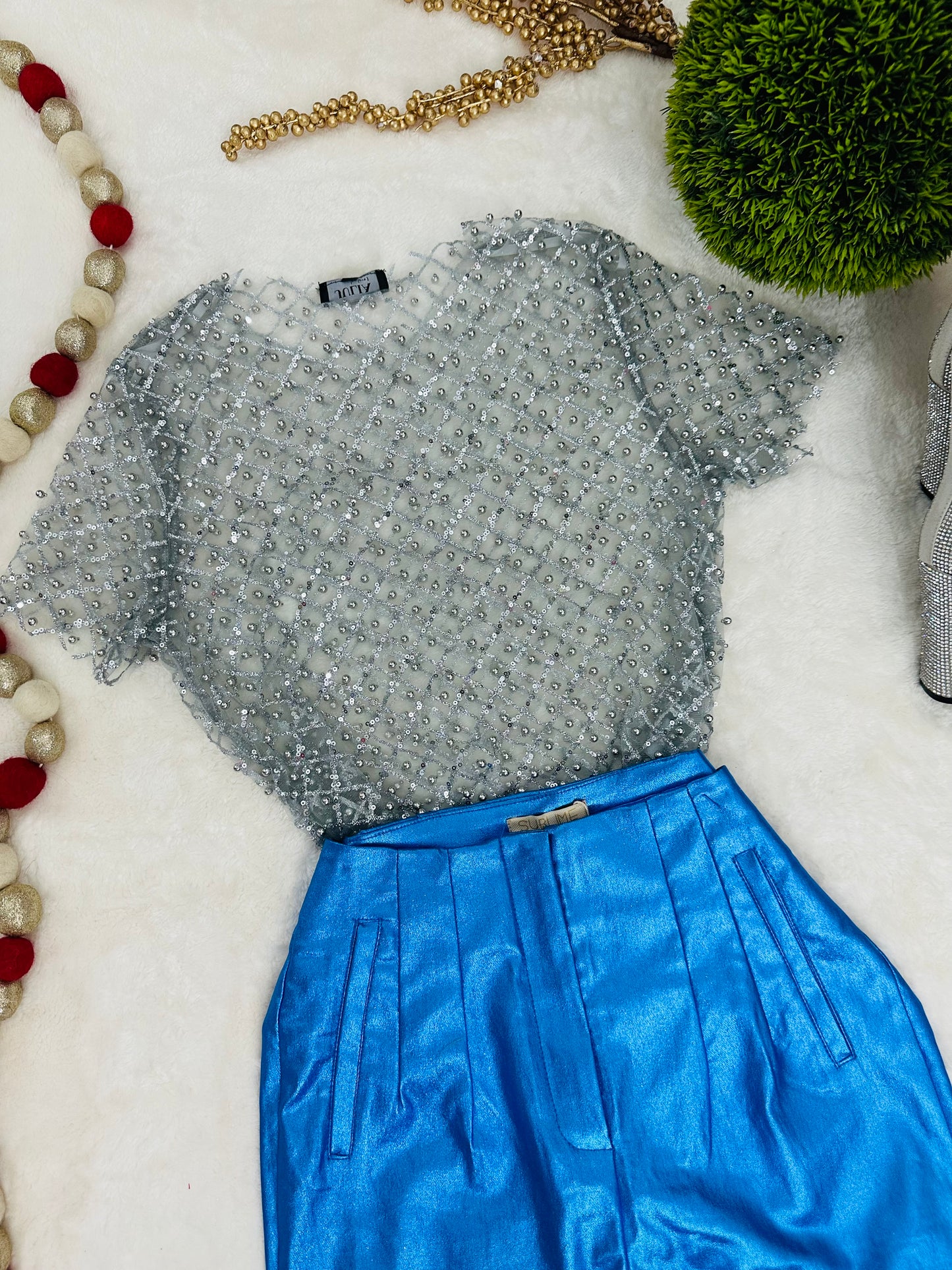 Silver Mesh Top