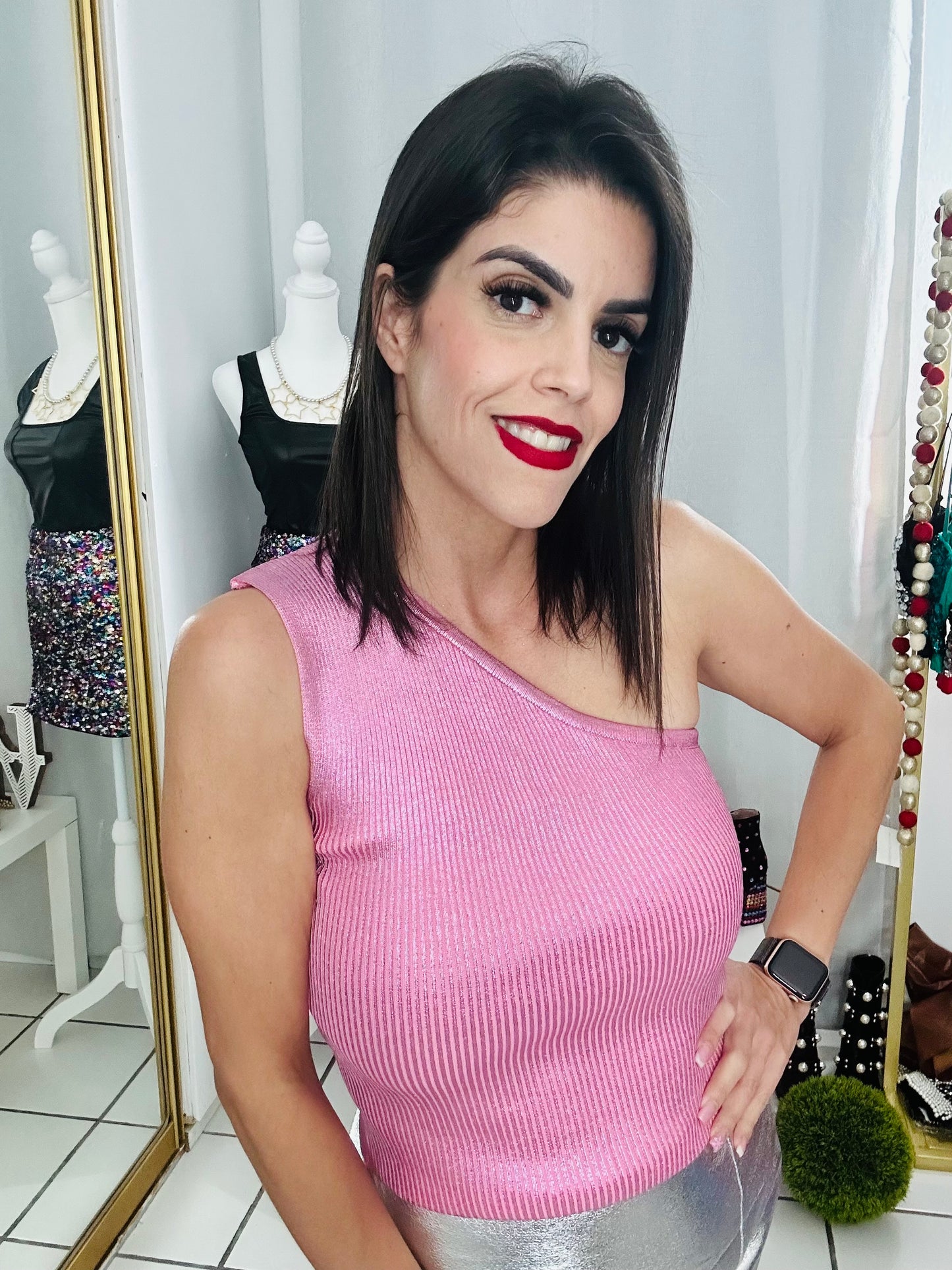 Metallic Pink Top