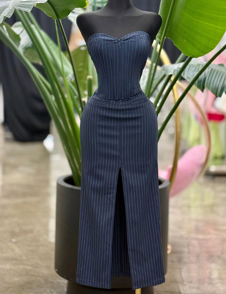 Elegant corset & skirt set - navy