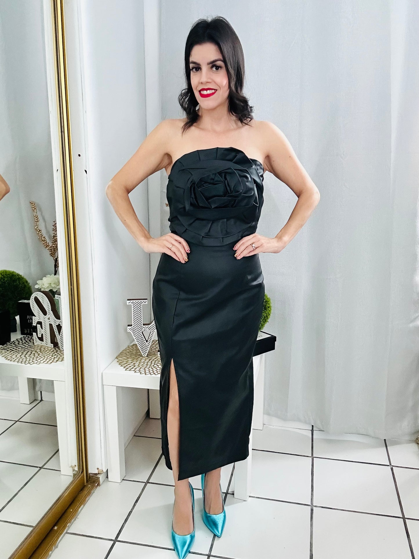 Flower Black Dress