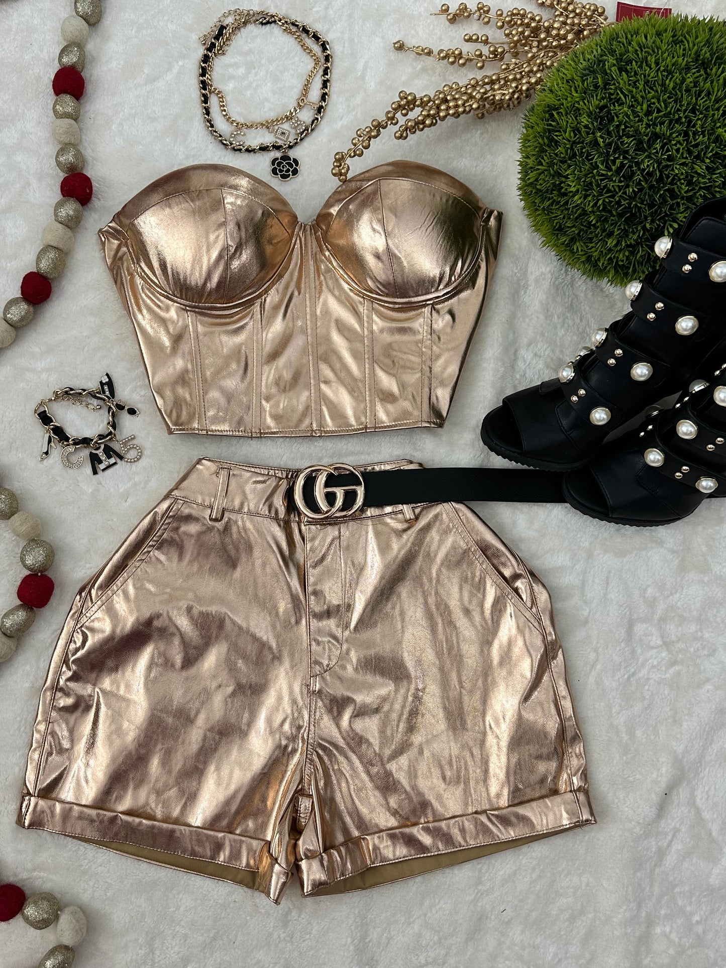 Metallic Rosegold Bustier