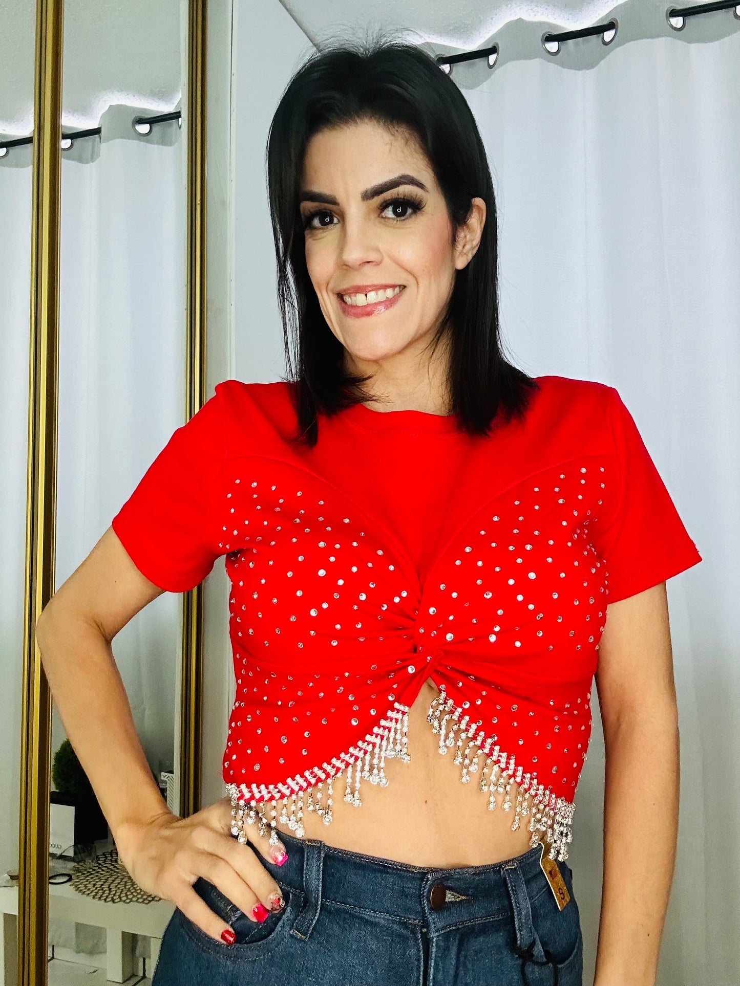 Rhinestone Red Top