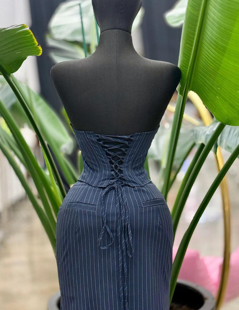 Elegant corset & skirt set - navy
