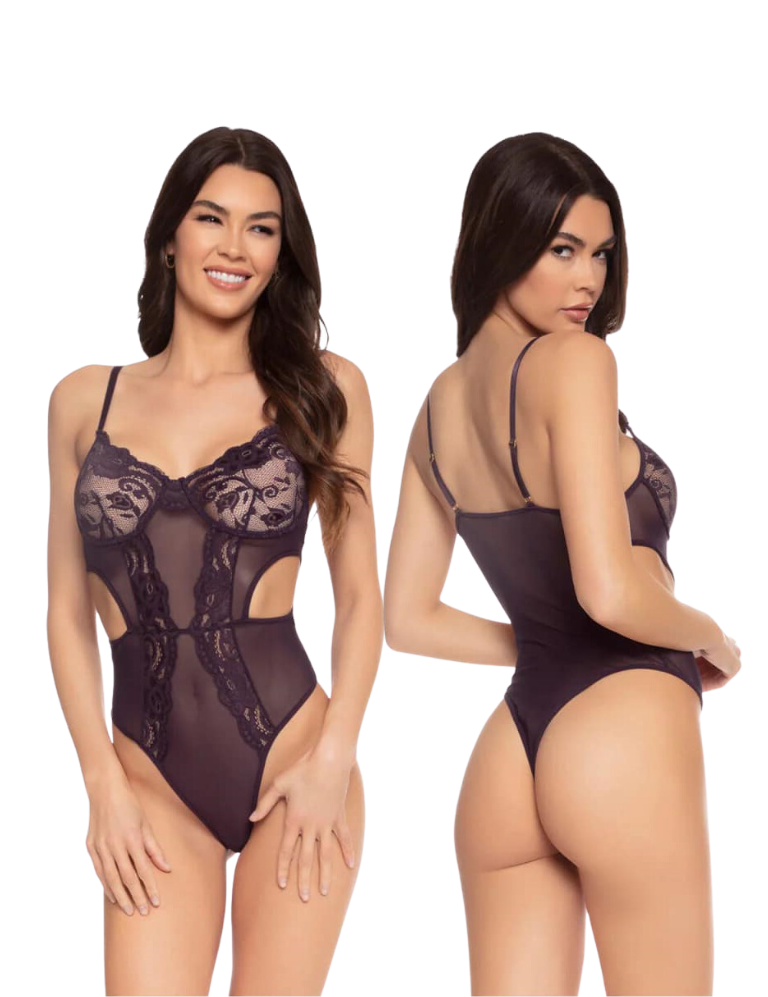 Amethyst Lace & Mesh Cutout Teddy