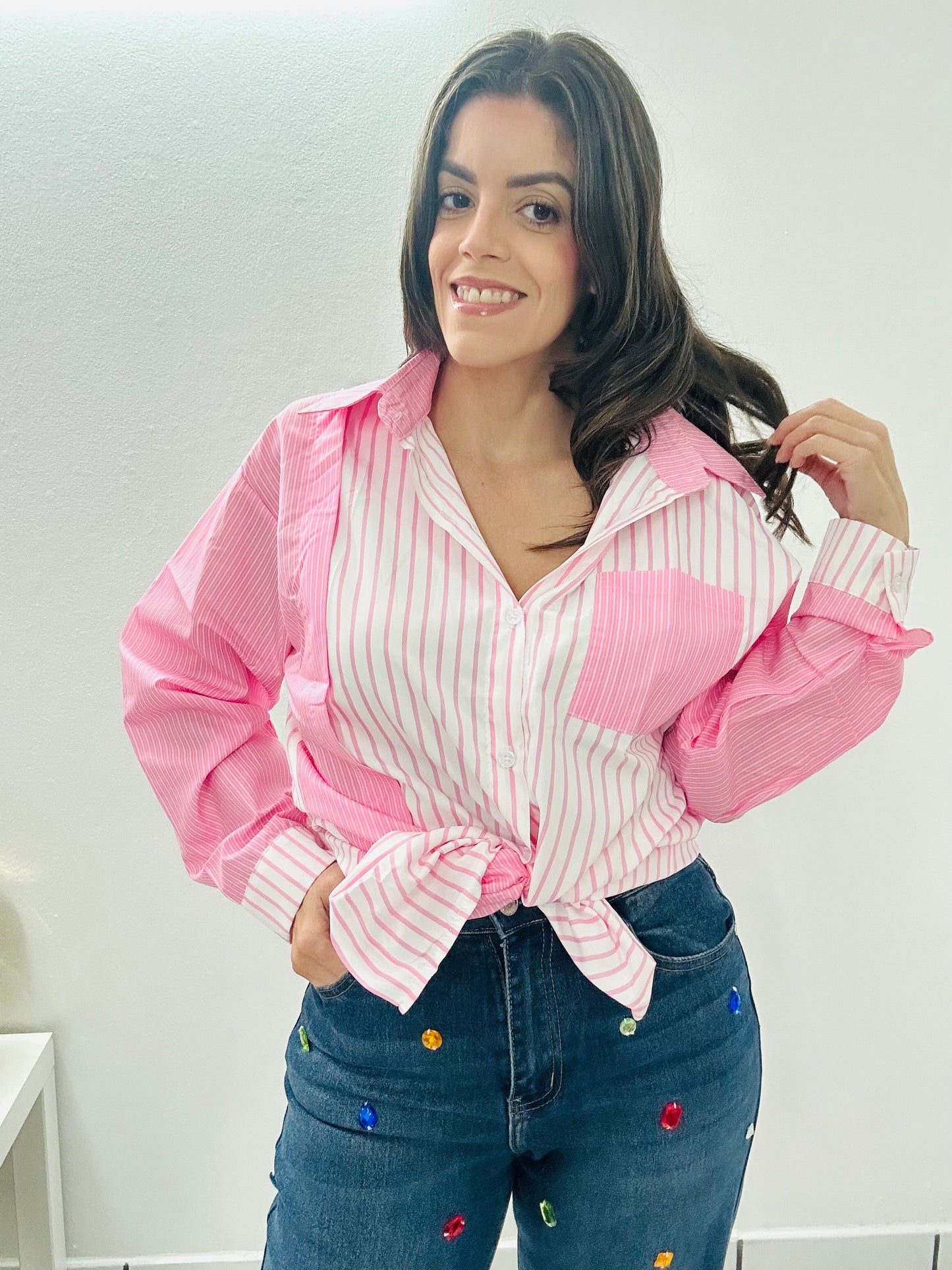 Stripe Color Block Shirt