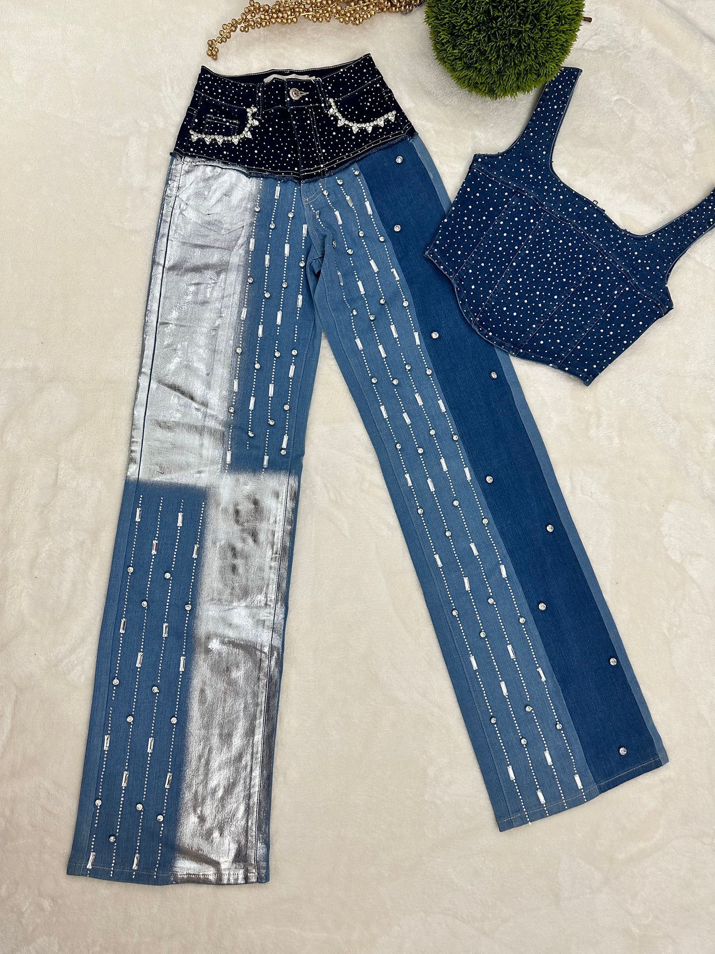 Denim Rhinestones Jean