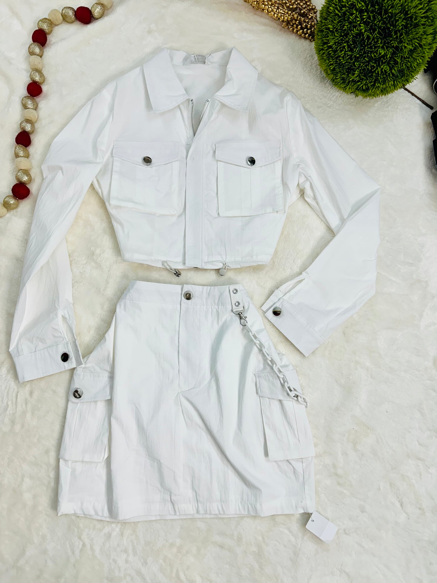 Top & Skirt Cargo Set White