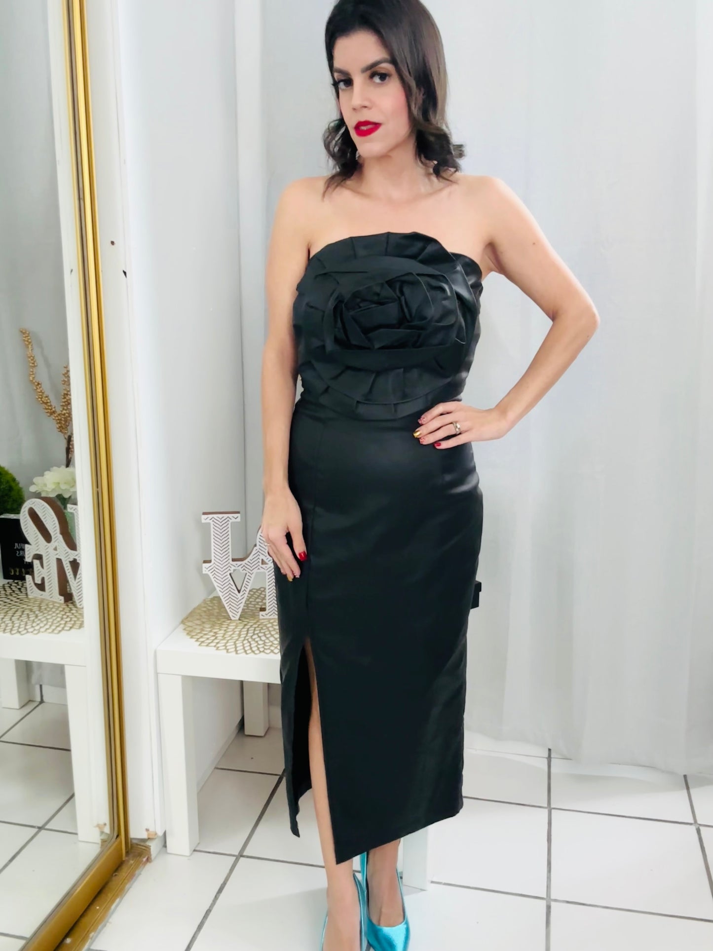 Flower Black Dress