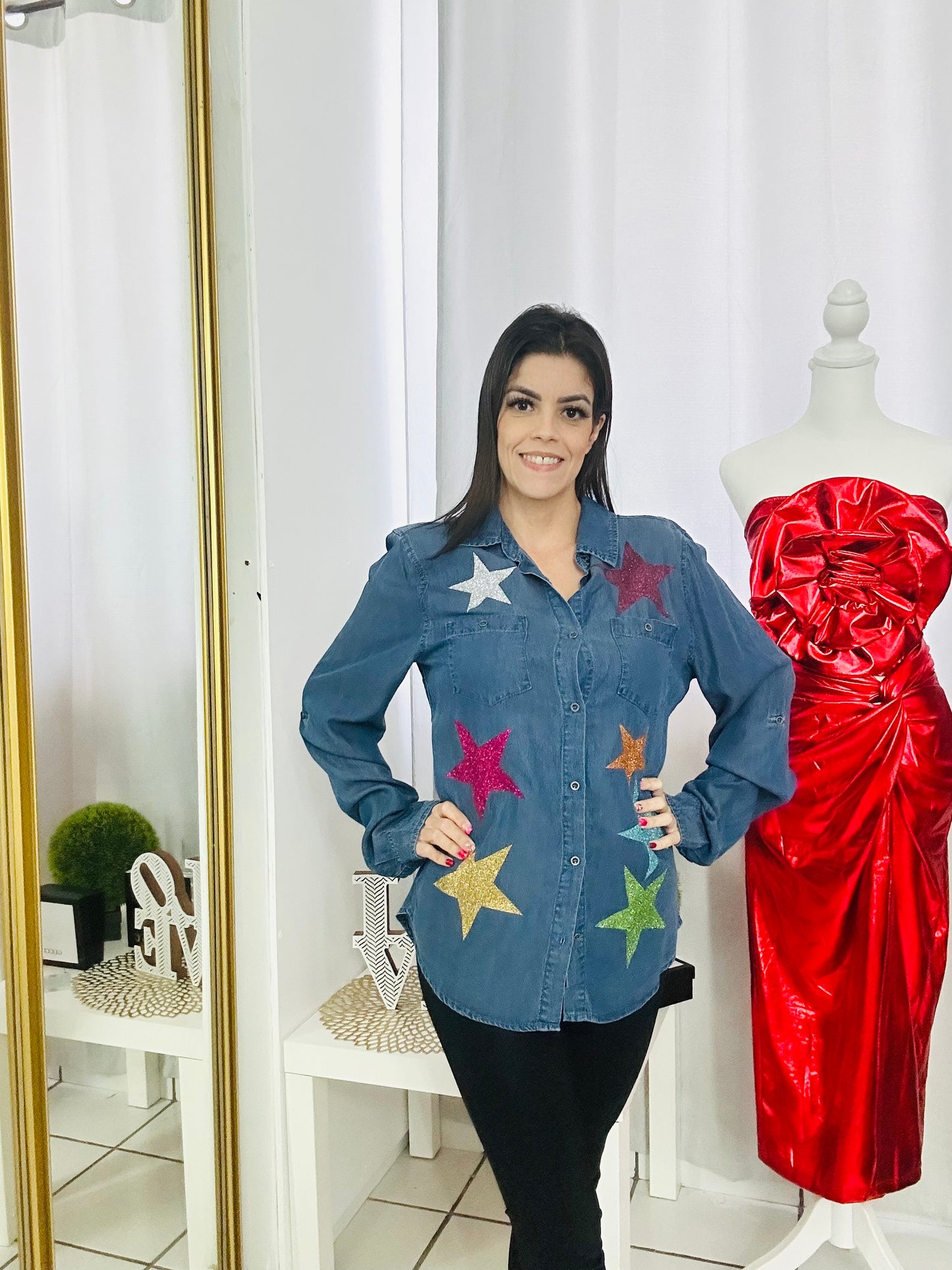Denim Stars Top