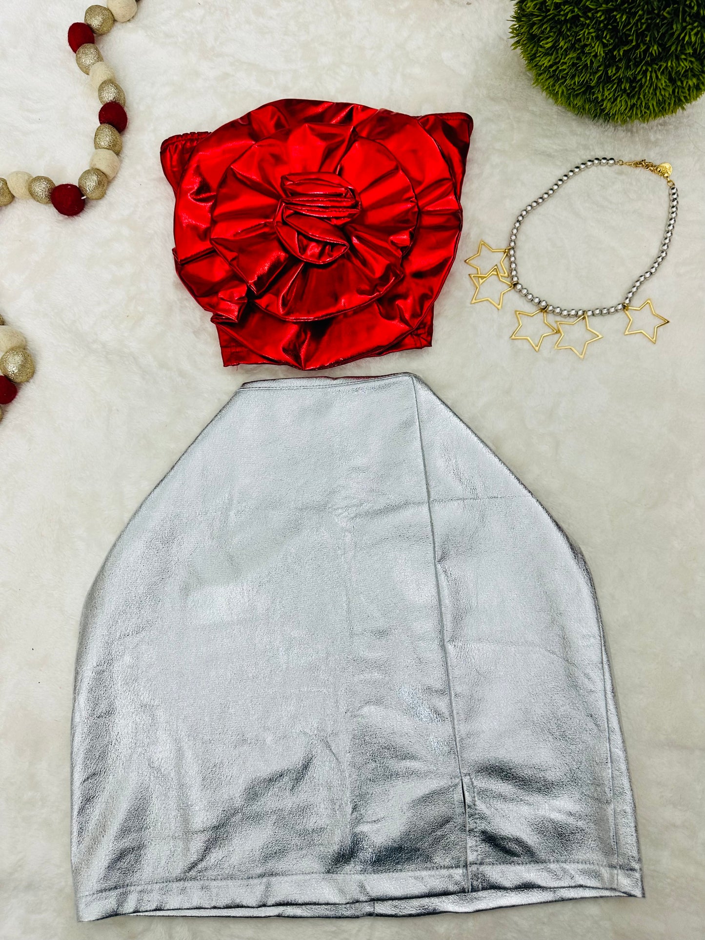 Flower Crop Top Red