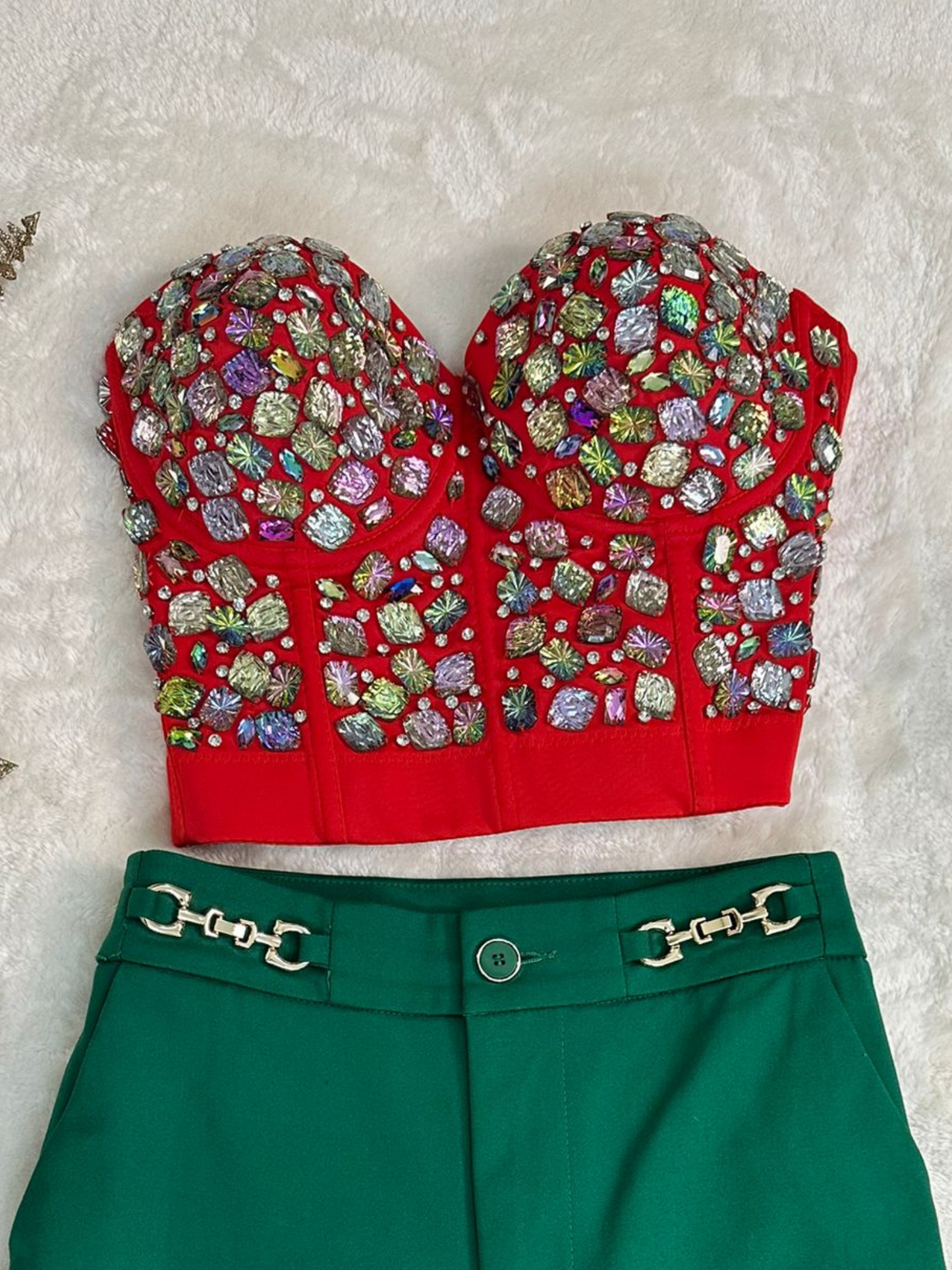 Mix Multi Color Stones Bustier