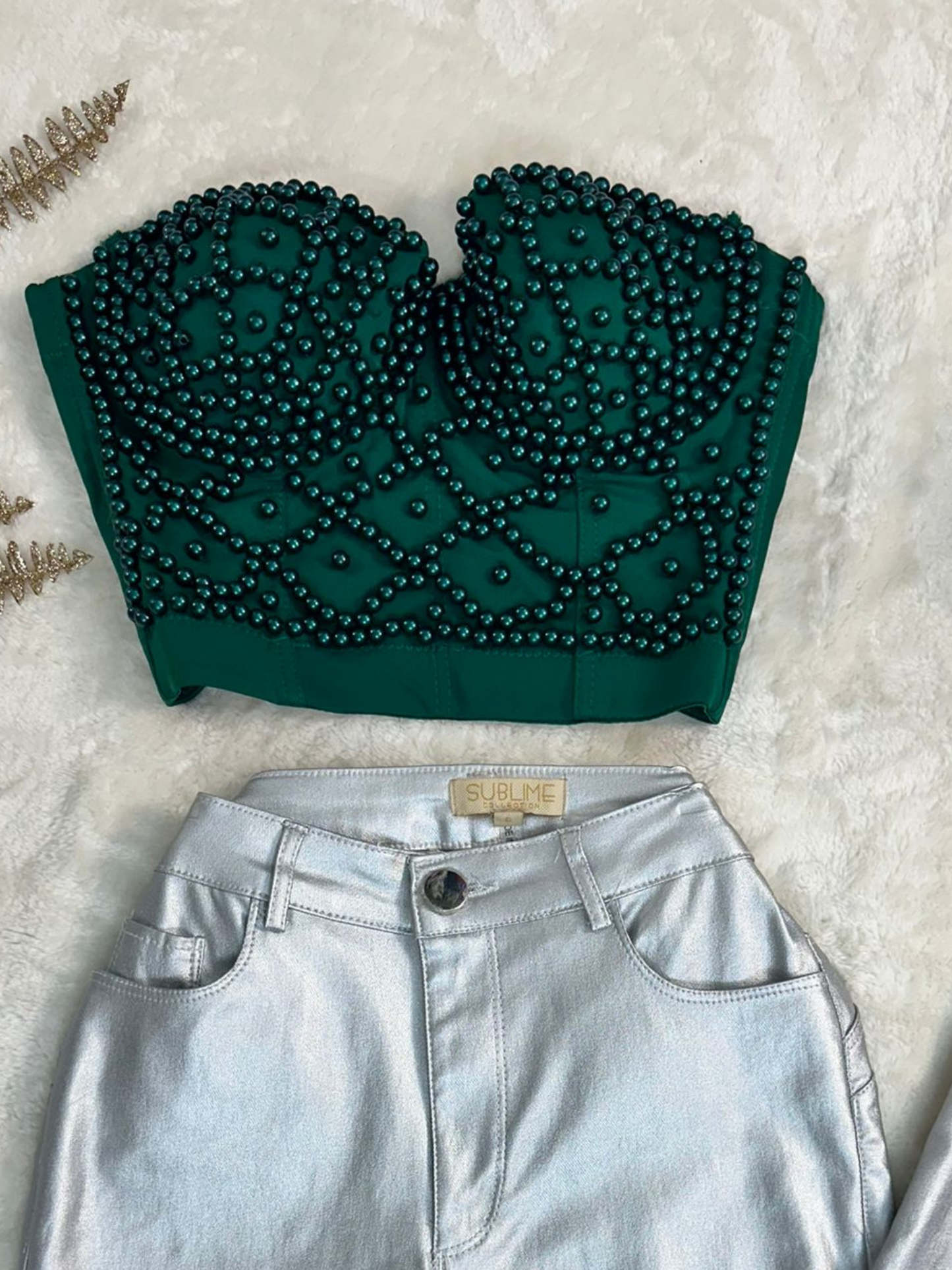 Pearl Criss Cross Pattern Corset