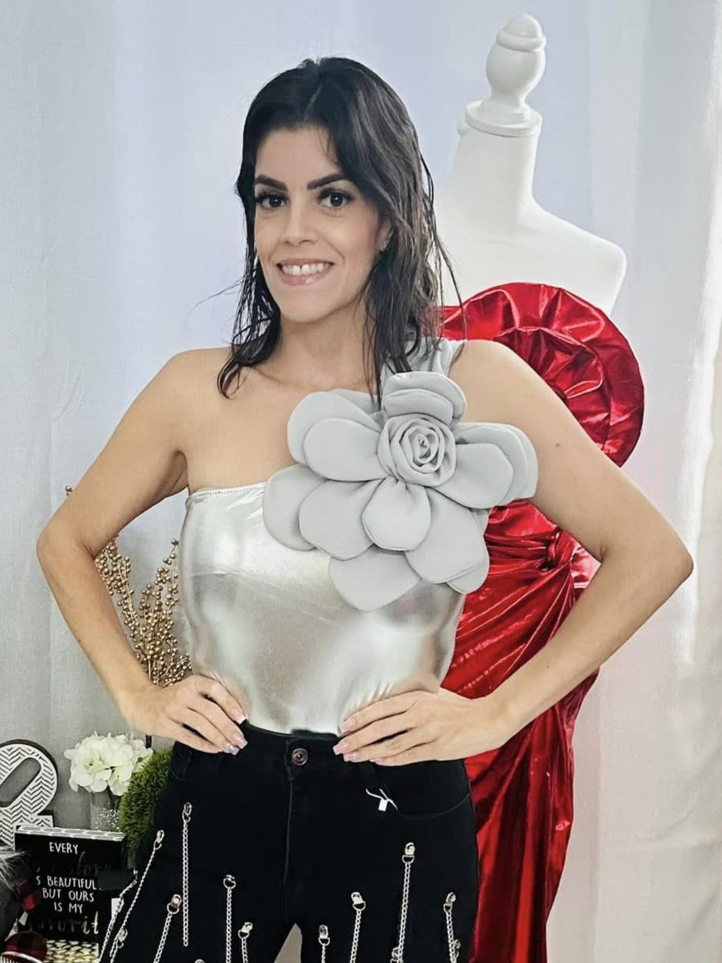 Silver Flower Bodysuit