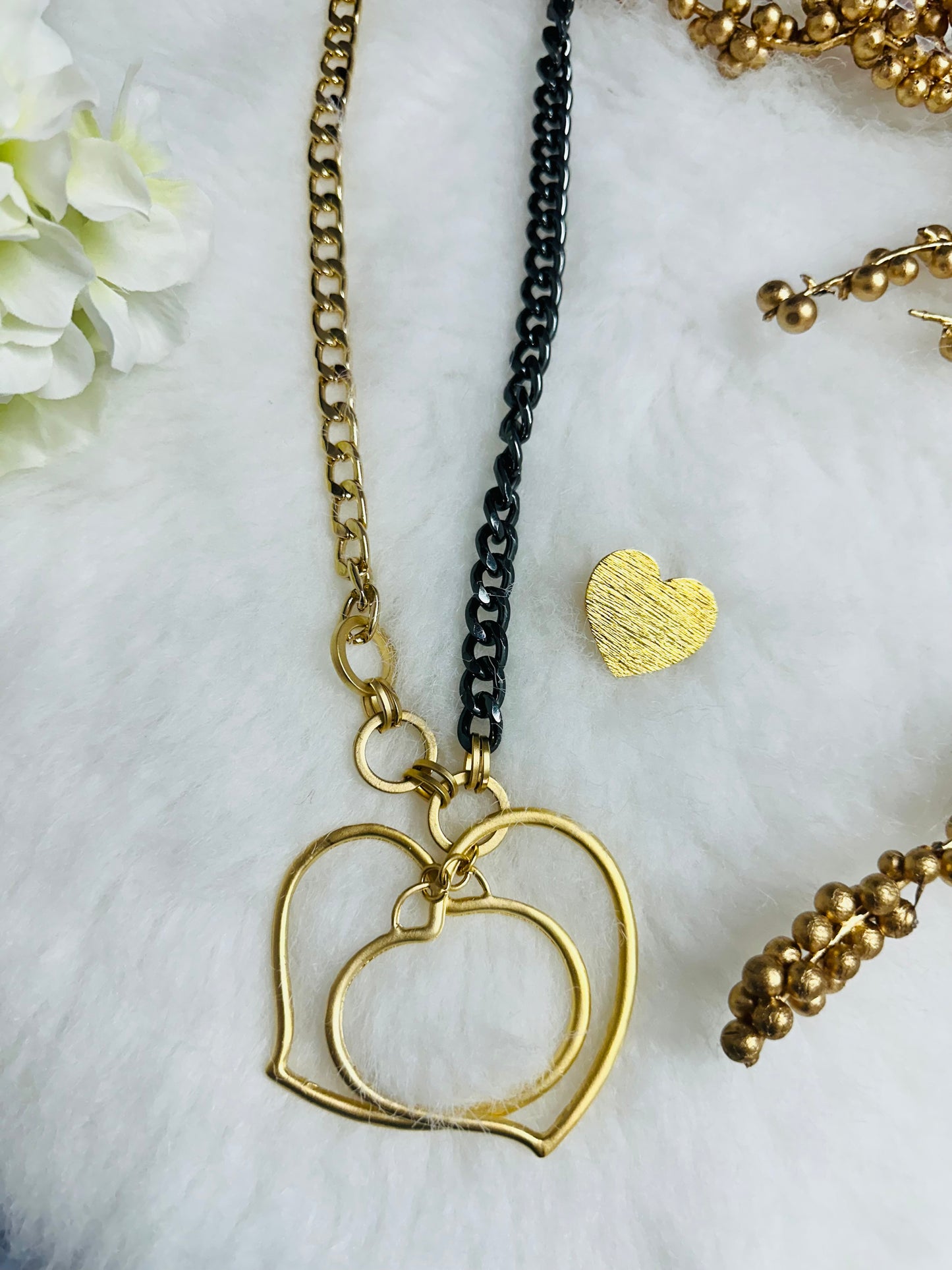 Double Hearts Long Necklace