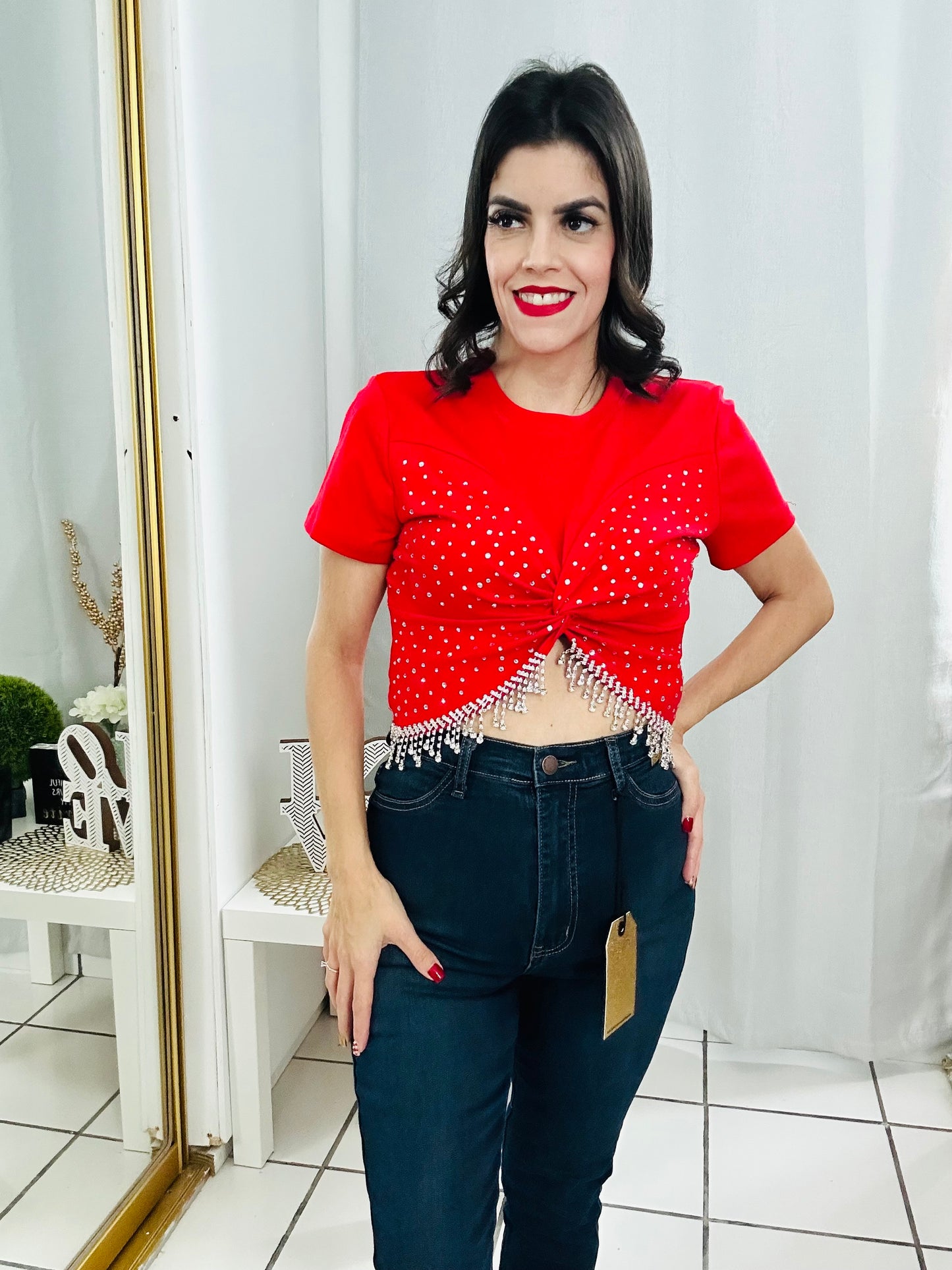 Rhinestone Red Top