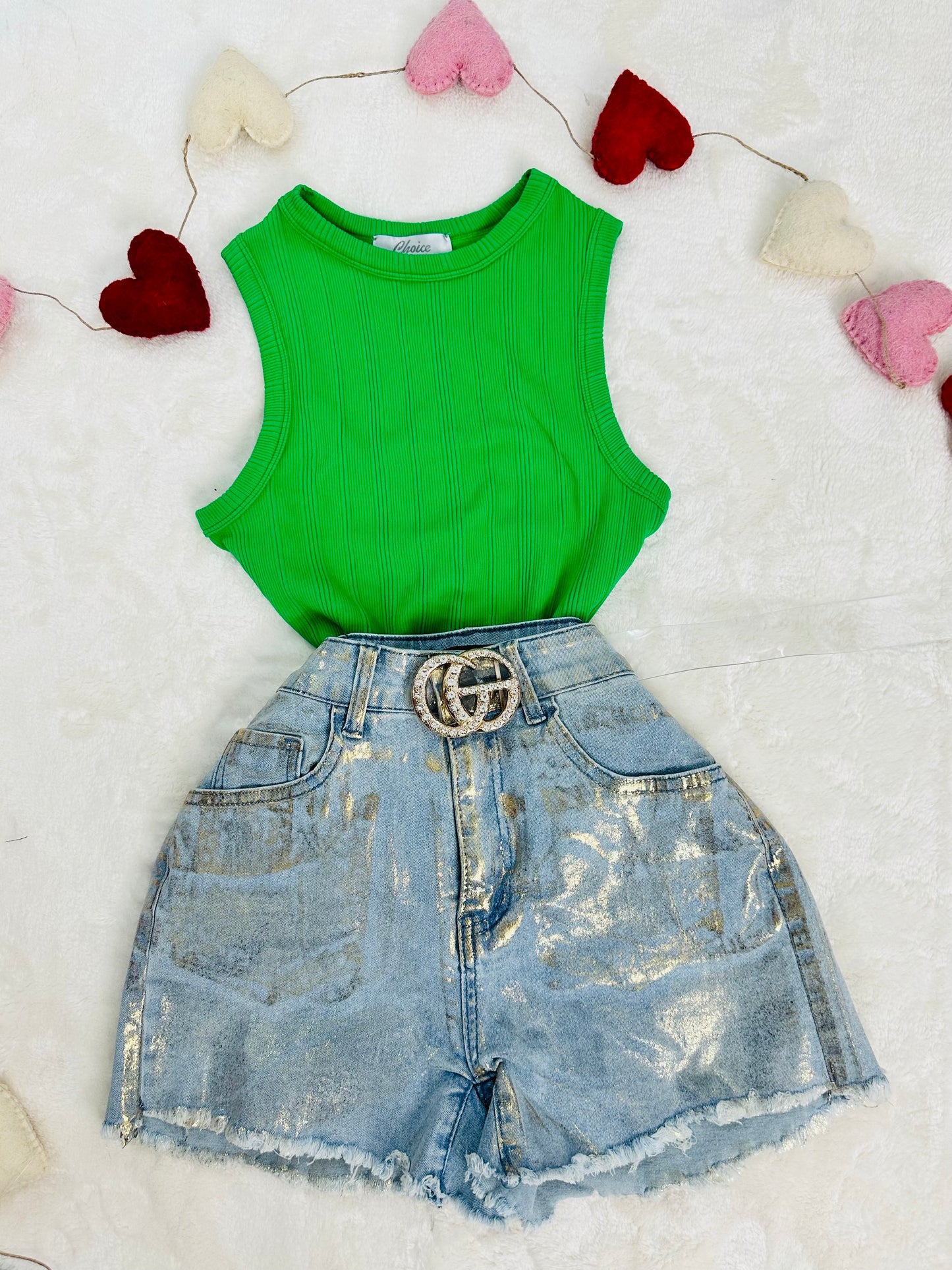 Gold Foil Short Jean