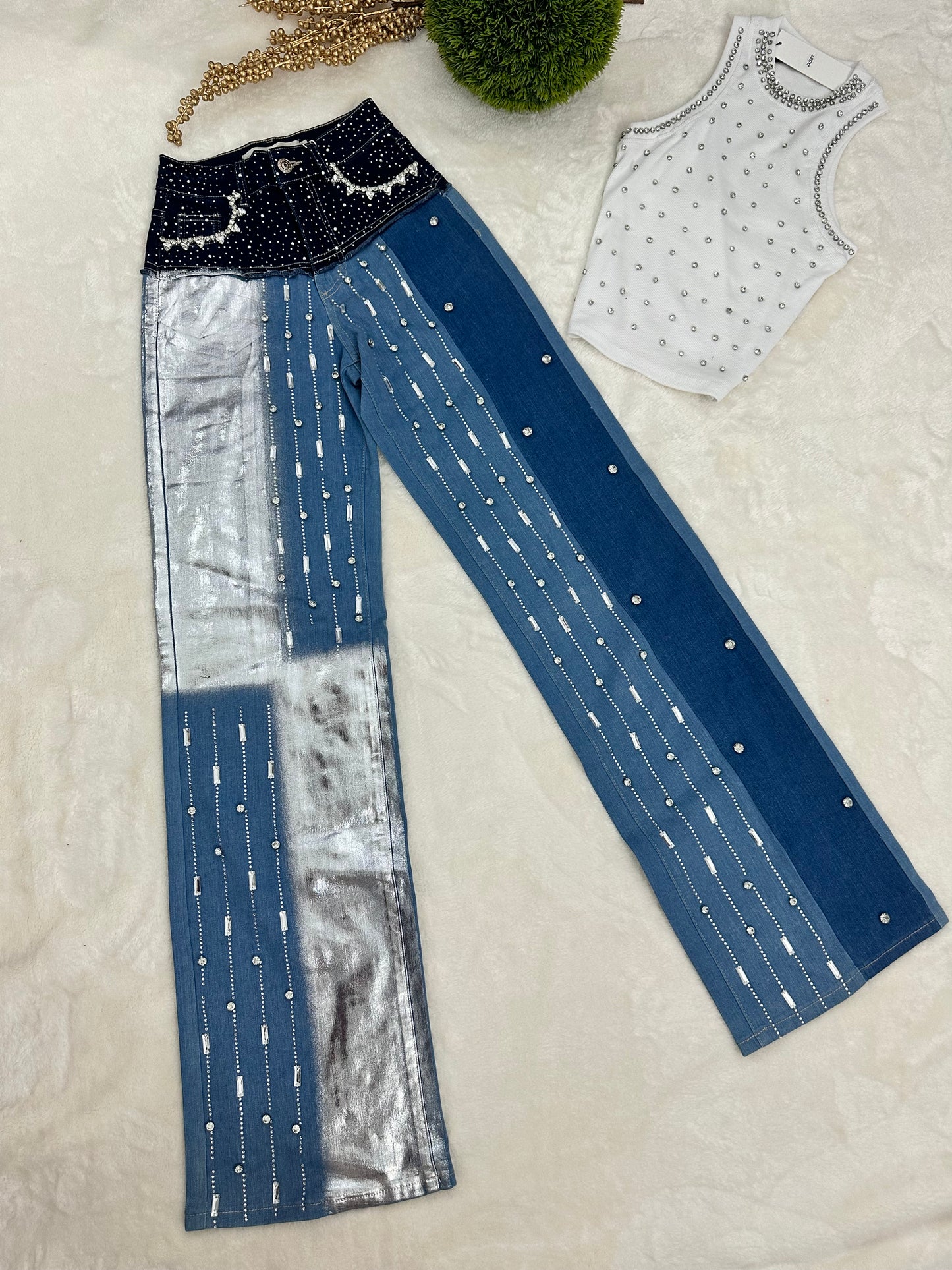 Denim Rhinestones Jean