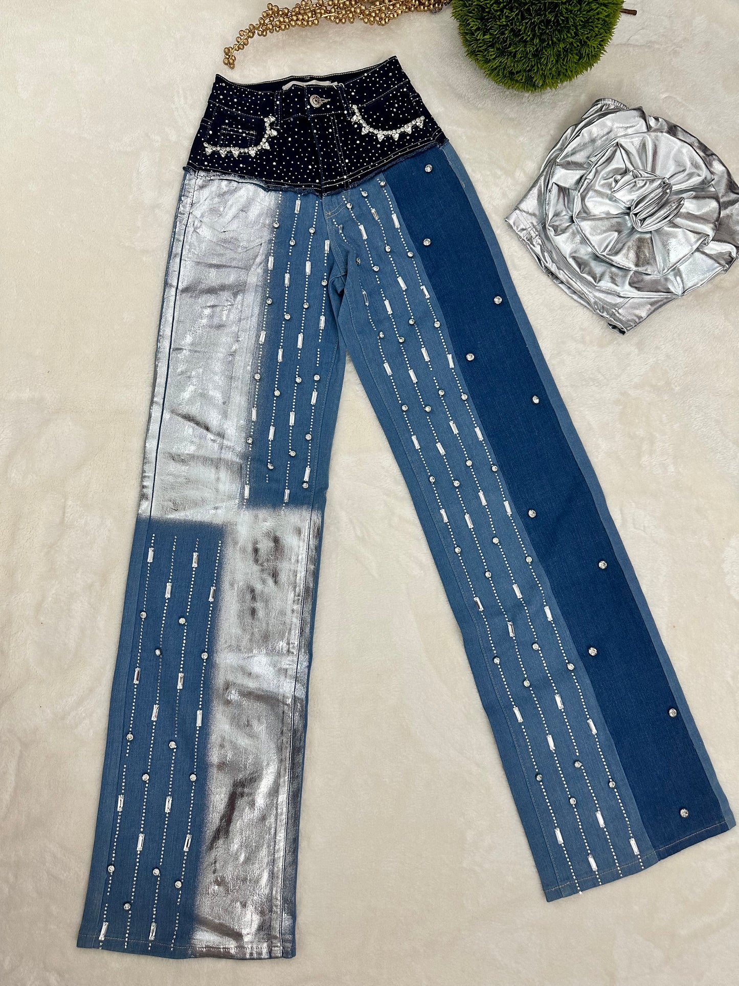 Denim Rhinestones Jean