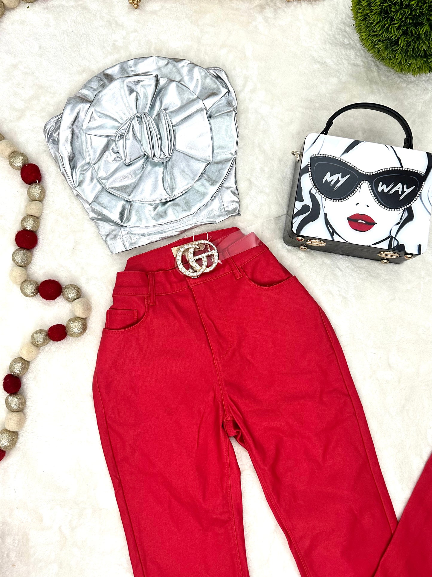 Flower Crop Top Silver