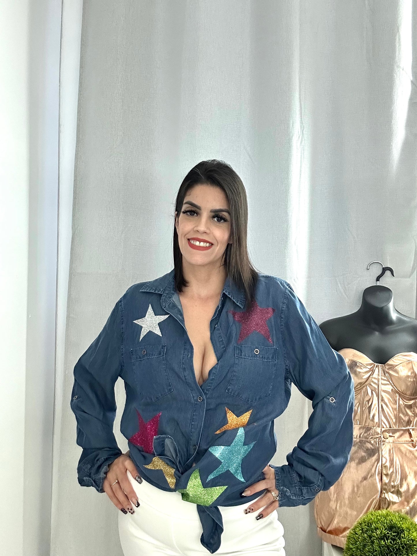 Denim Stars Top