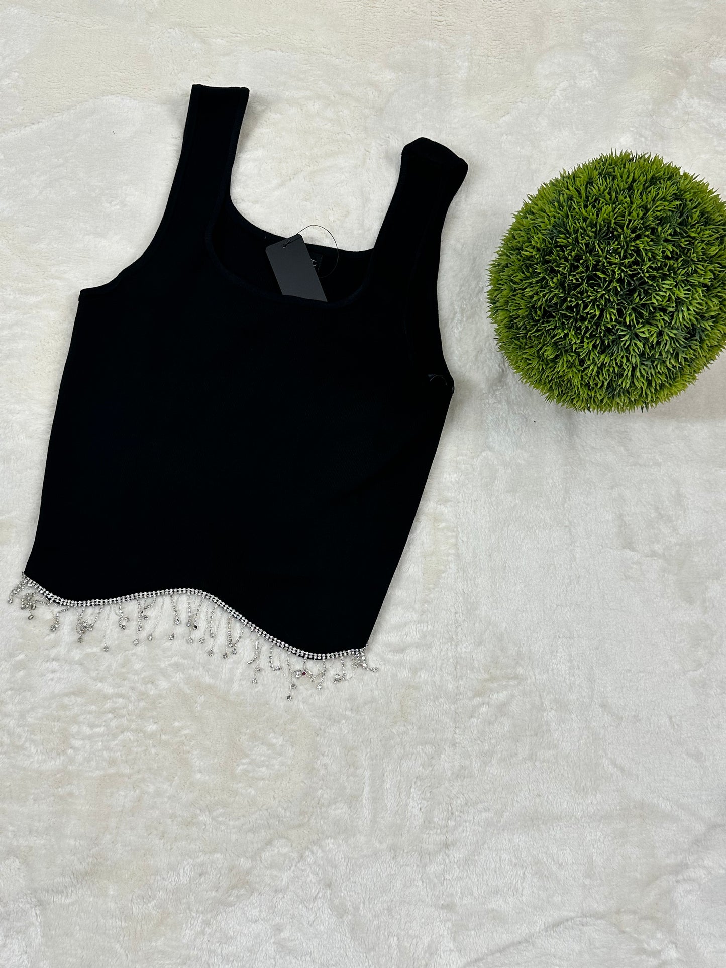 Rhinestone Black Top Plus