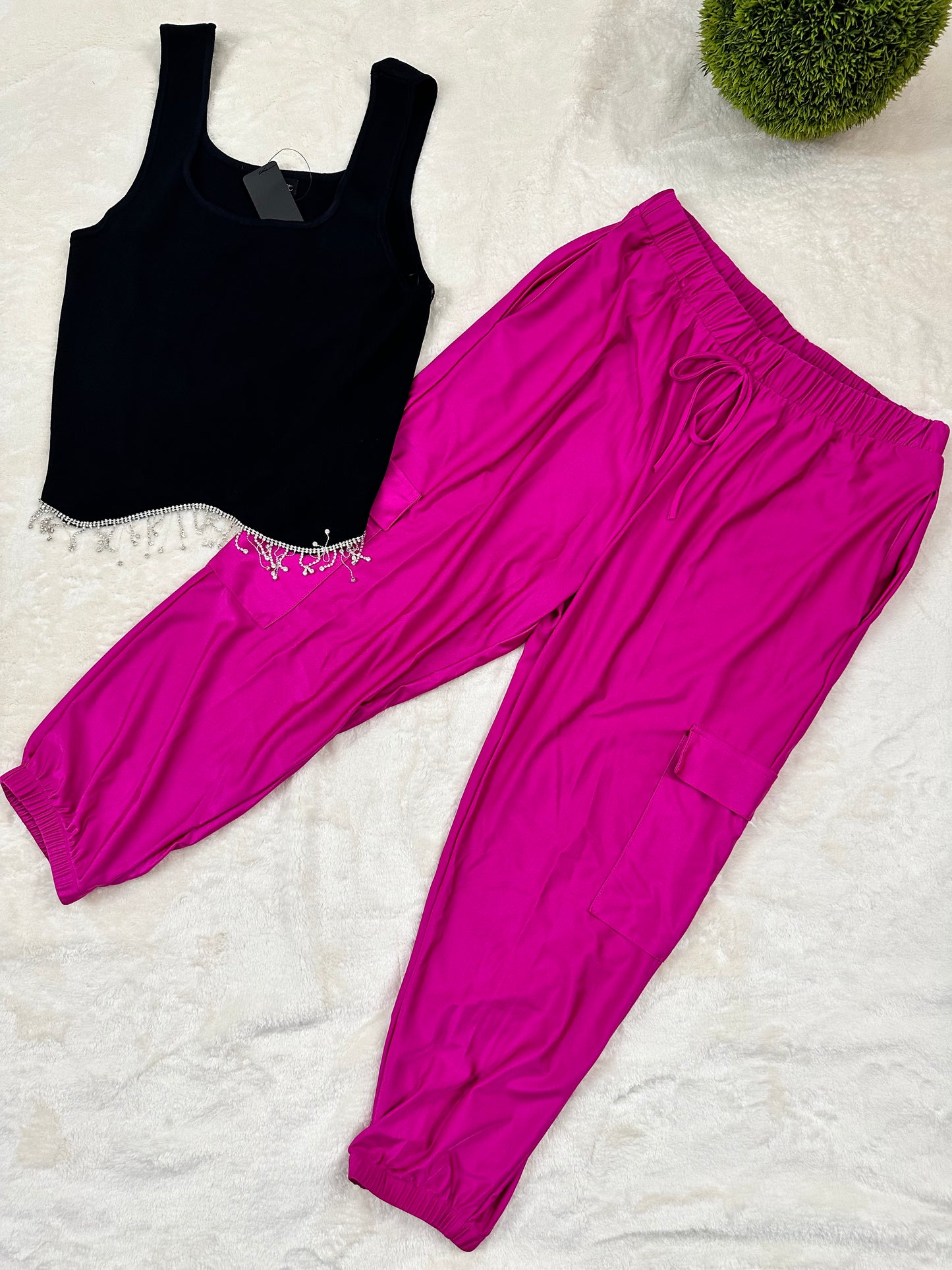 Rhinestone Black Top Plus