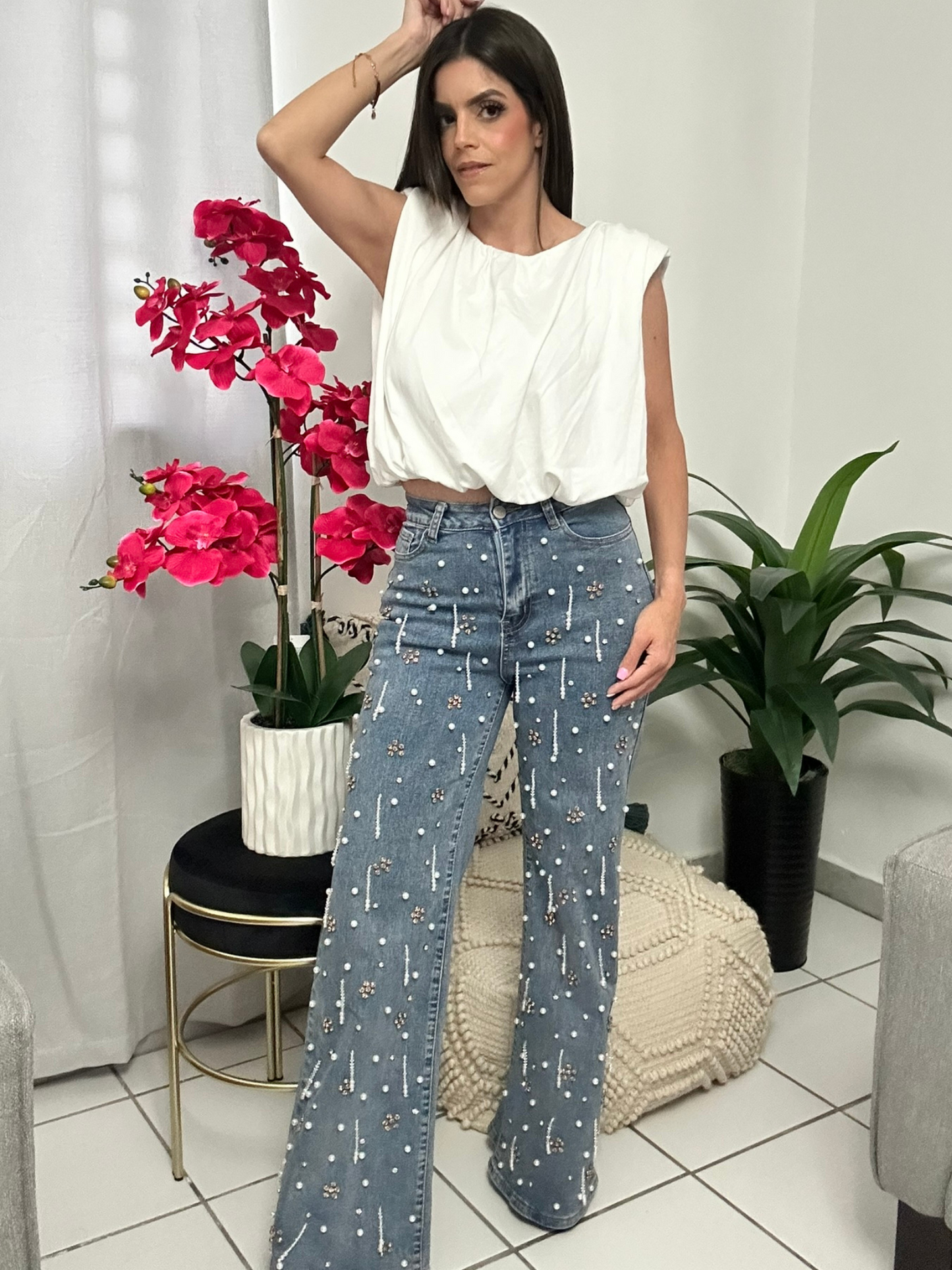White top w/ gold detail