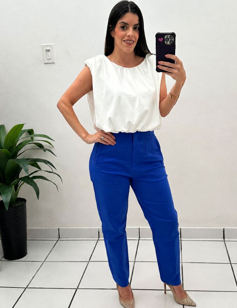 Zara Style High waist Pant blue royal