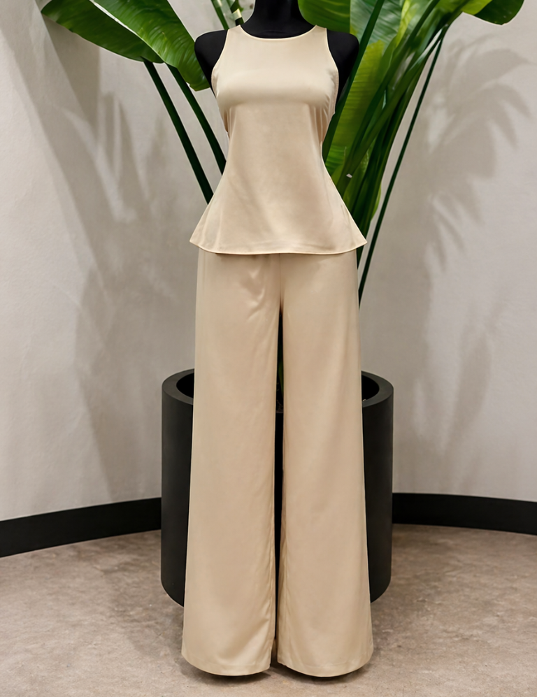Soft Delicate Top & Pant Set Beige