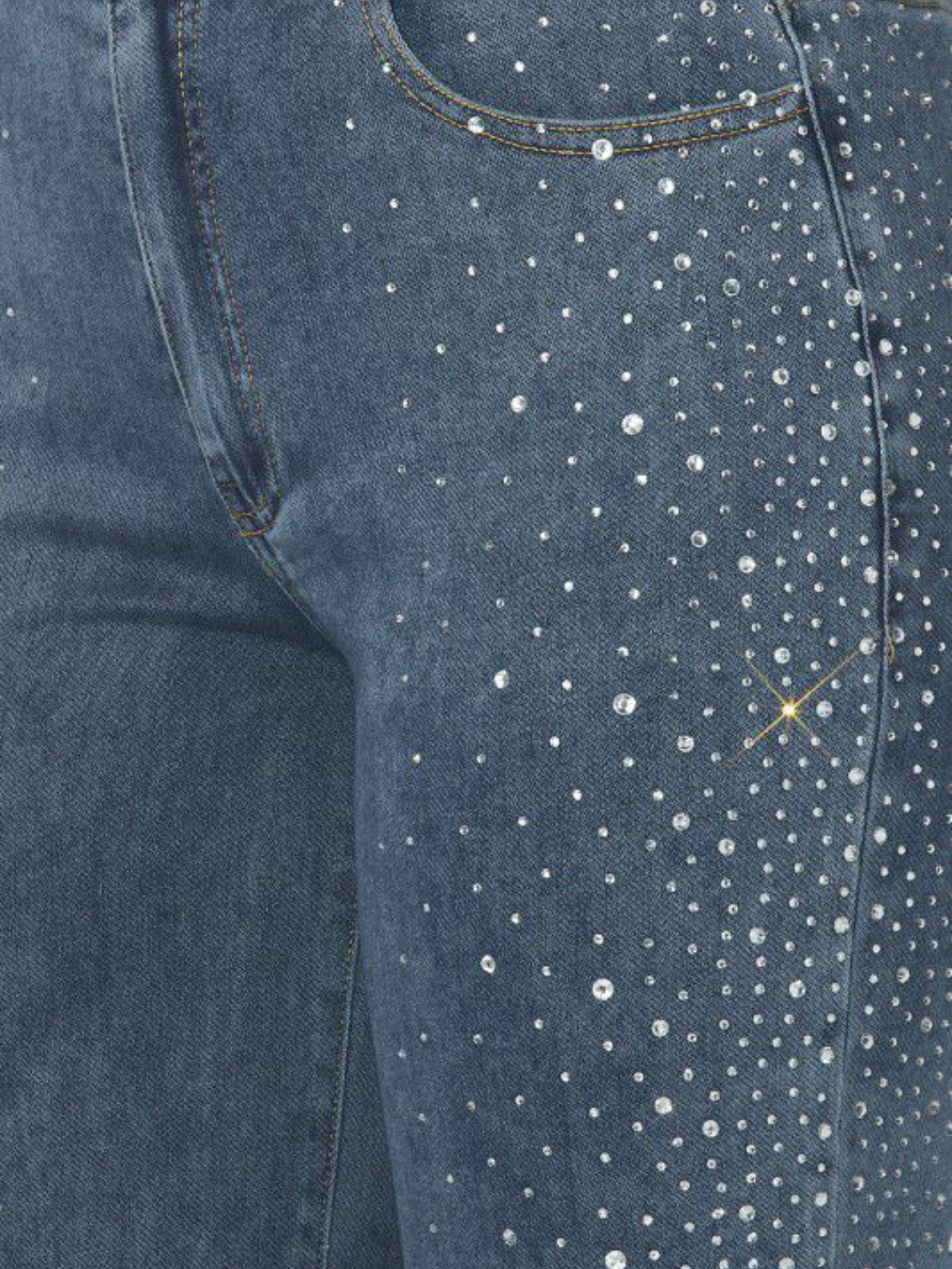 Rhinestones denim pants