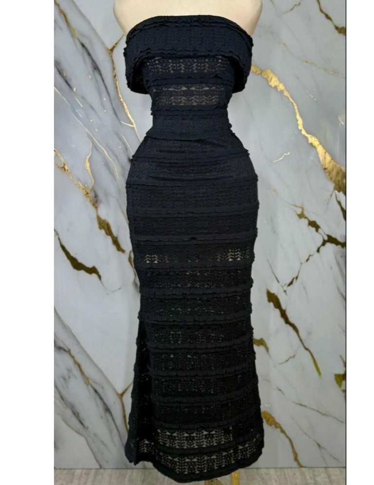 Black Laced Top & Skirt Set