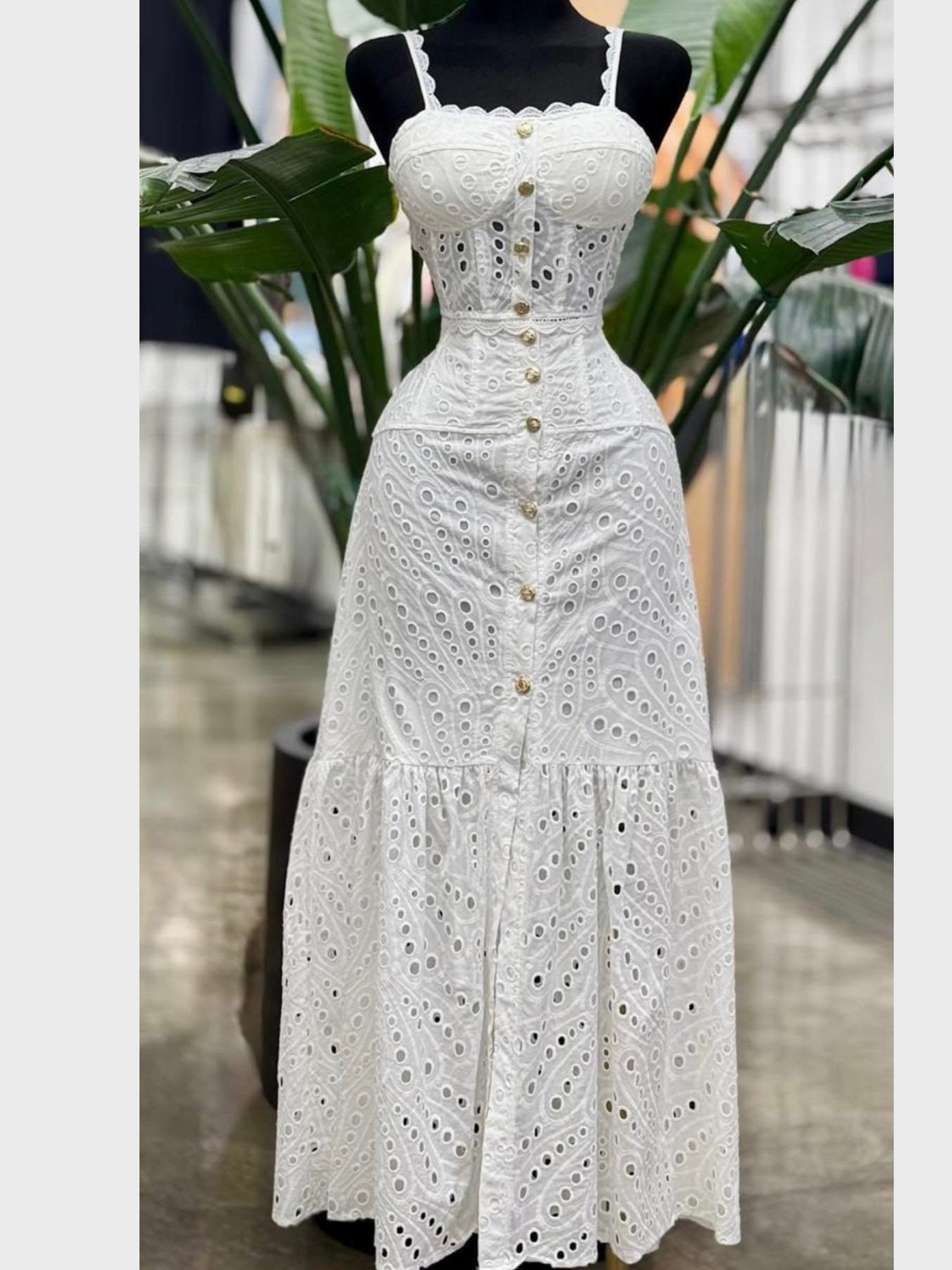 White Eyelet Skirt Set