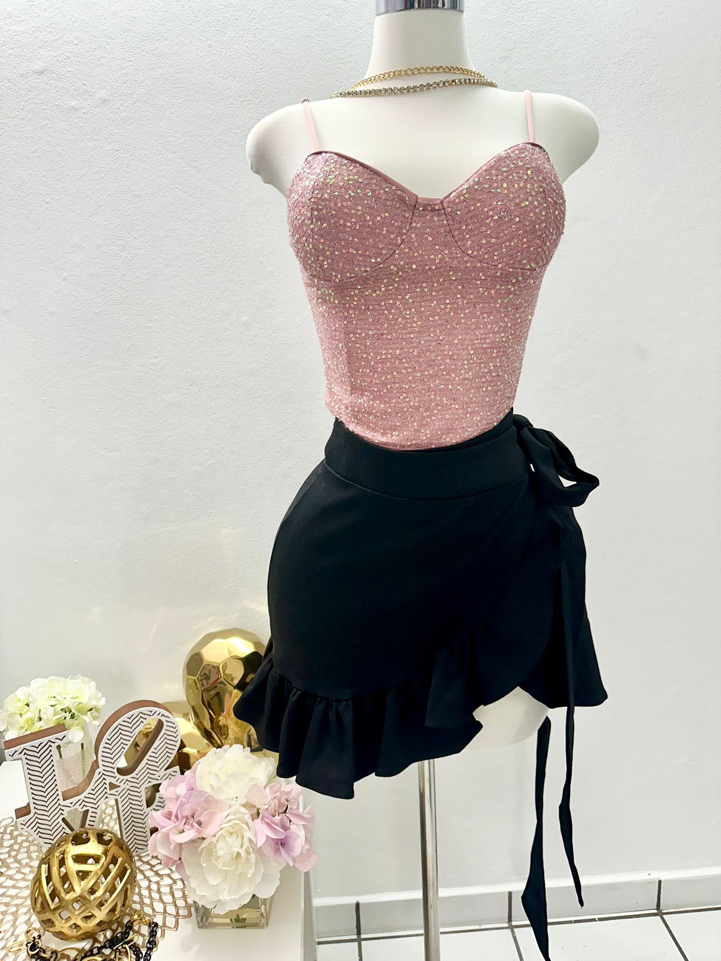 Wrap around black skirt