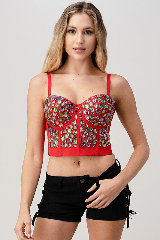 Mix Multi Color Stones Bustier