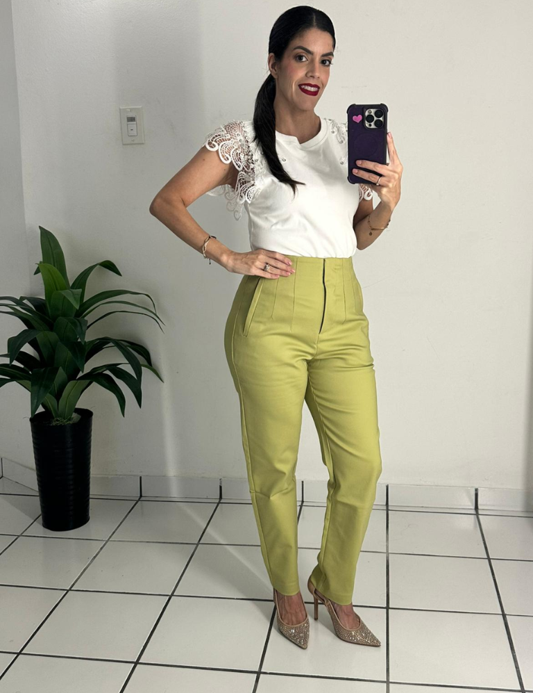 Zara Style High waist Pant lime