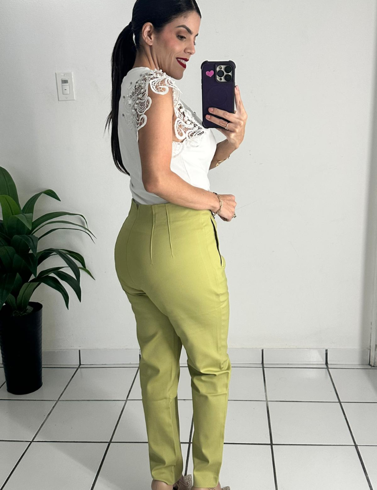 Zara Style High waist Pant lime